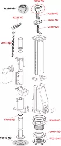 Alcadrain/Alcaplast Öblítő szelep kettős gombbal  A08A