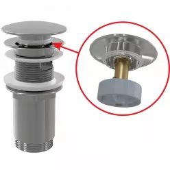   Alcadrain/Alcaplast mosdó leeresztő 5/4", túlfolyóval, fémből, nagy dugóval A392C