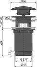 Alcadrain/Alcaplast mosdó leeresztő 5/4", túlfolyóval, fémből, nagy dugóval A392C