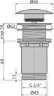 Alcadrain/Alcaplast CLICK/CLACK mosdó leeresztő 5/4", túlfolyó nélkül, fémből, nagy króm dugóval, műanyag és üveg mosdókhoz A395