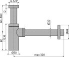 Alcadrain /Alcaplast DESIGN mosdószifon, DN32 csatlakozóval fém, kerek A400