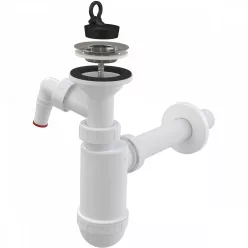   Alcadrain /Alcaplast Mosdószifon DN32 csatlakozóval rozsdamentes leeresztővel és csatlakozóval DN63 A410P