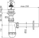 Alcadrain /Alcaplast Mosdószifon DN32 csatlakozóval műanyag leeresztővel DN63 A420