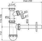 Alcadrain /Alcaplast Mosdószifon DN32 csatlakozóval , 5/4" hollandi anyával A430P