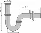 Alcadrain /Alcaplast „U“ alakú mosdószifon DN32 csatlakozóval, 5/4" hollandi anyával, fekete-matt fém A4320BLACK