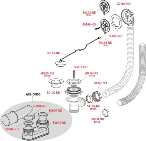 Alcadrain /Alcaplast Kádszifon, fehér A502