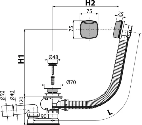 Alcadrain /Alcaplast Automata kádszifon készlet króm, A51CR