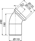 AlcaDrain WC csatlakozó 45° hajlattal A90-45