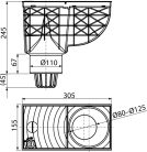 Univerzális esővíz elvezető 300×155/110 mm, függőleges, fekete AGV1