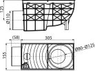 Univerzális esővíz elvezető 300×155/110 mm, vízszintes, szürke AGV3S