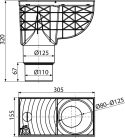 Univerzális esővíz elvezető 300×155/125/110 mm, függőleges, szürke, AGV4S