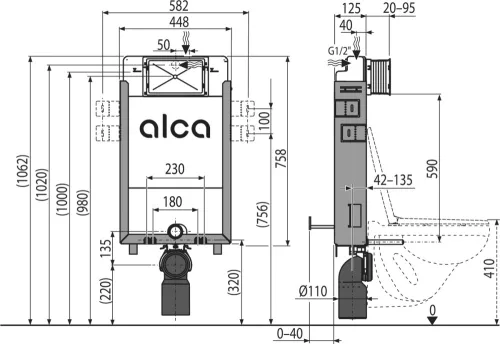 Alcadrain /Alcaplast WC tartály befalazáshoz AM115/1000E RENOVMODUL