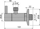 Alcadrain/Alcaplast Sarokszelep szűrővel 1/2"-3/8", kerek, fekete-matt, ARV001-BLACK