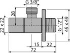 Alcadrain/Alcaplast Sarokszelep 1/2"-3/8", szögletes, ARV002