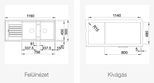 BLANCO ZIA 8 S SILGRANIT mosogatótálca, fehér, excenter nélkül