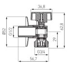 FERRO Mosógép sarokcsap visszacsapószeleppel 1/2" x 3/4" , CF3016