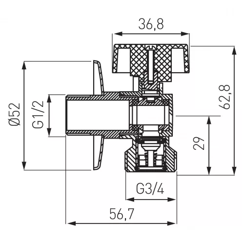 FERRO Mosógép sarokcsap visszacsapószeleppel 1/2" x 3/4" , CF3016