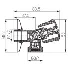 FERRO Mosógép sarokszelep visszacsapószeleppel 1/2" x 3/4" CF3017