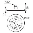 Ferro Rondo - mennyezeti fejzuhany 200 mm