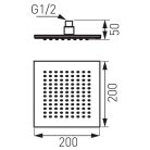 Ferro Slim - mennyezeti fejzuhany 200x200 mm