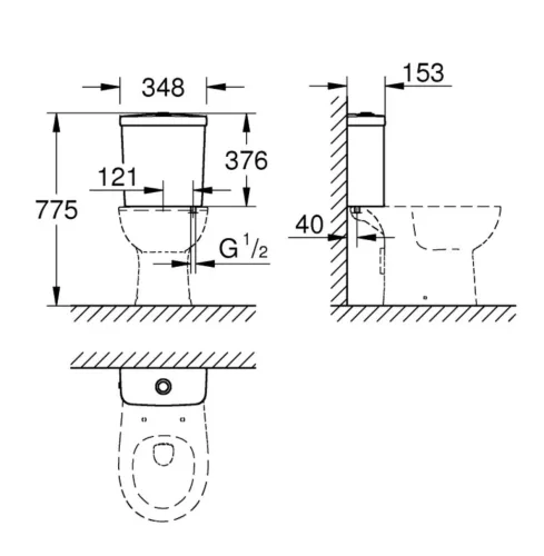 GROHE BAU CERAMIC WC tartály alsó vízcsarlakozással