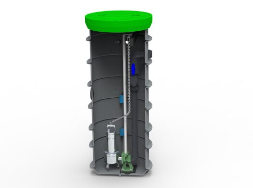 RoPump Ø600 x 1800 szennyvízátemelő szivattyúállomás egy DAB FEKA VS 750 szivattyúval