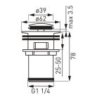 FERRO Click-clack lefolyószelep túlfolyós mosdóhoz, 5/4", króm S283