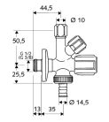 SCHELL Sarokszelep SANLAND 1/2"-3/8" hollandi nélkül