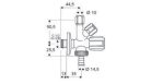 SCHELL Sarokszelep kombinált tömlővég nélkül Sanland  1/2"-3/8"-3/4"