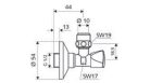 SCHELL Sarokszelep SANLAND 1/2"-3/8" hollandi nélkül