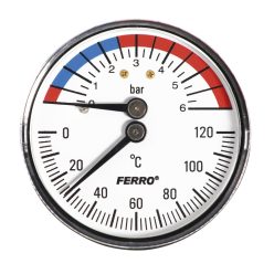   FERRO Termomanométer hátsó csatlakozású 0-120 °C, 6 bar TM63A