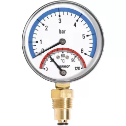   FERRO Termomanométer alsós csatlakozású 0-120 °C, 6 bar, TM80R
