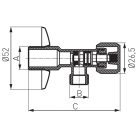 FERRO Sarokcsap takarórozettával és fém tekerőgombbal 1/2"-1/2",  Z1212G